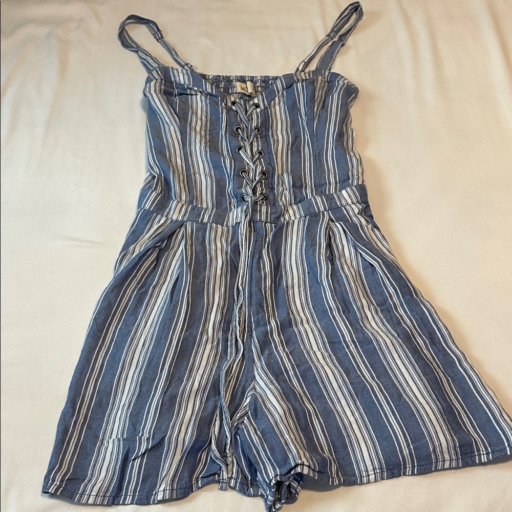Hollister Navy and White Striped One Piece